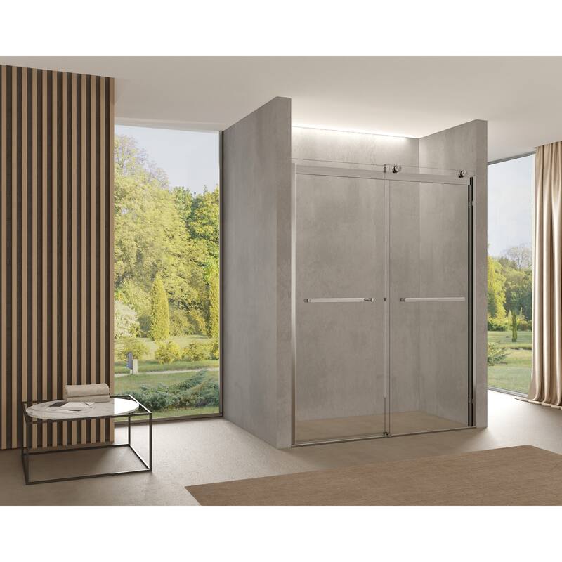 Eviva Luxor Sliding Frameless Shower Door with Tempered Glass