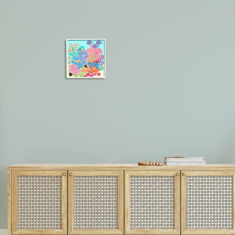 Stupell Bold Coral Reef Underwater Patterned Fish Shapes Framed Wall Art, Design by unknown