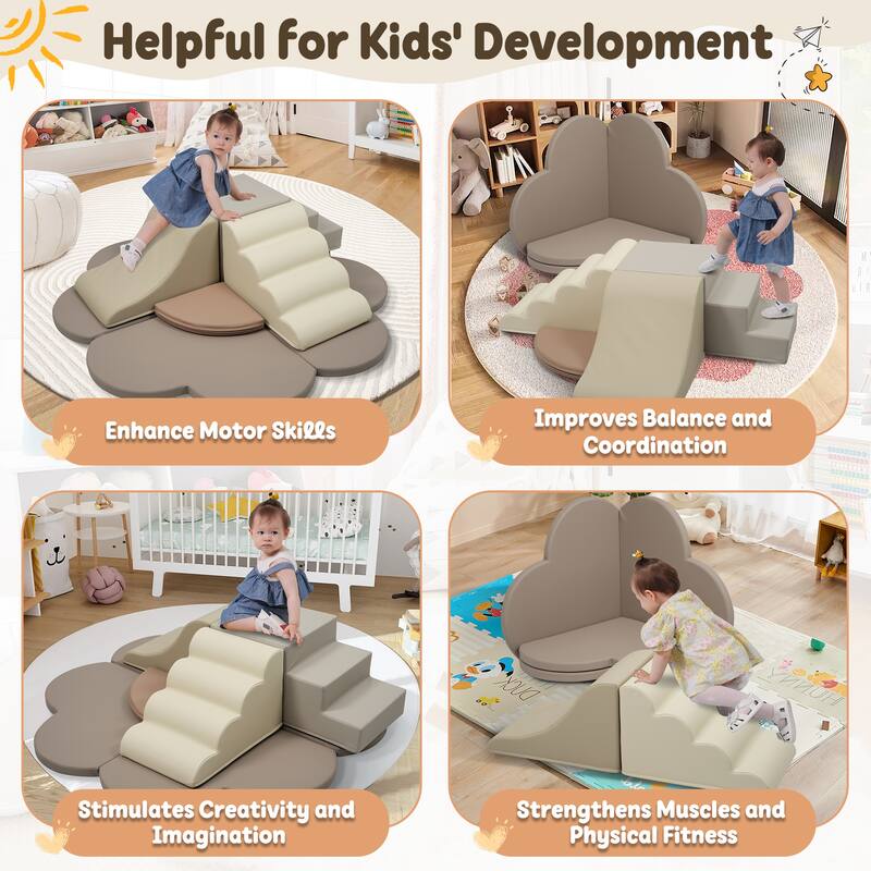 Soft Foam Block Play Structures Climbers for Child Development, 6-Piece Baby Foam Climbing Foam, Climbing Activity Play Set