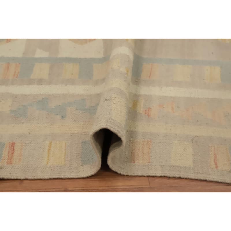 Hand Woven Oriental 100% Wool Carpet Southwestern Tribal Multi-Colored Kilim Area Rug - 8' 2'' X 5' 1''