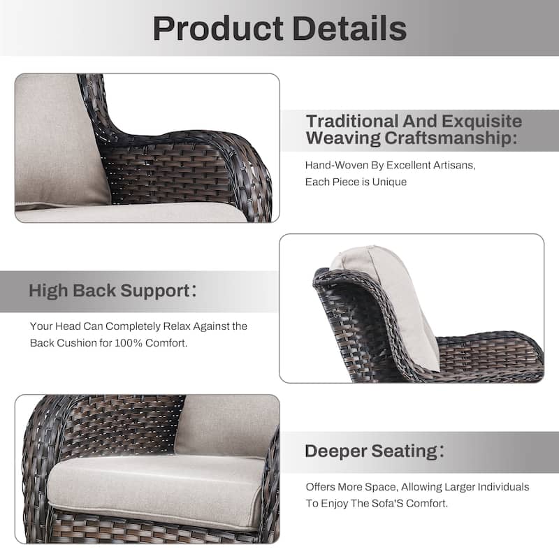 Gymojoy PE Rattan Wicker Chair Outdoor Patio Furniture Set of 2