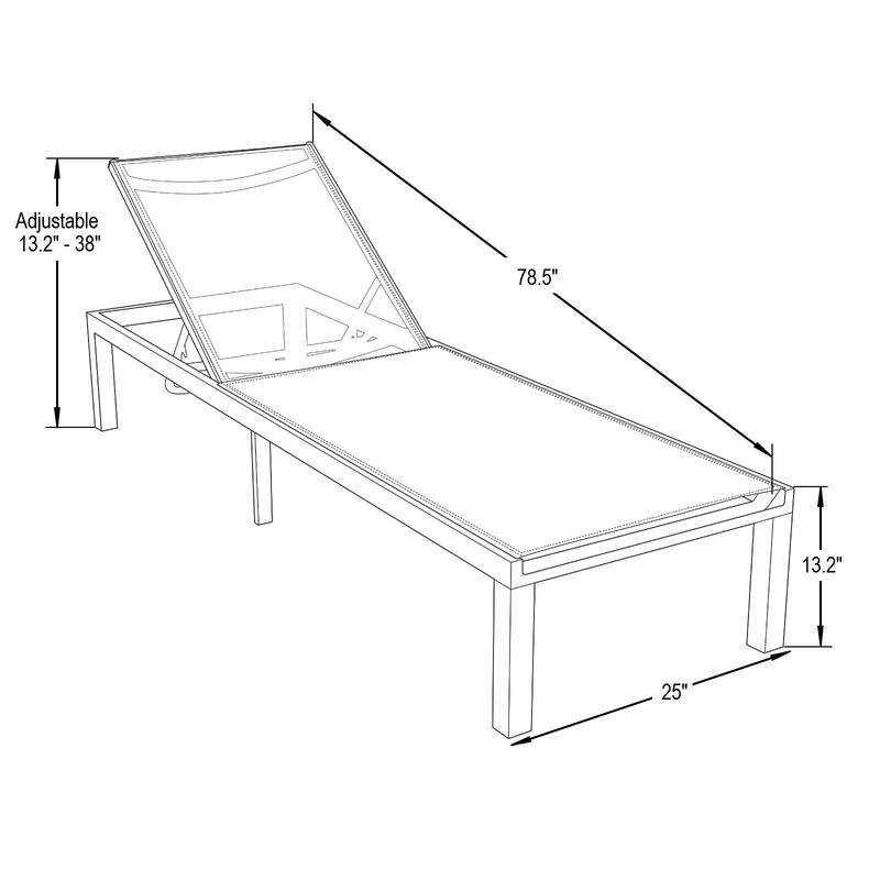 Modern Patio Chaise Lounge Chair WeatherResistant White Aluminum Frame Set of 2 Marlin Series