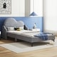 preview thumbnail 2 of 10, Twin Size Upholstered Platform Bed with Cloud-Shaped Headboard, Beige - Sturdy & Comfortable Design