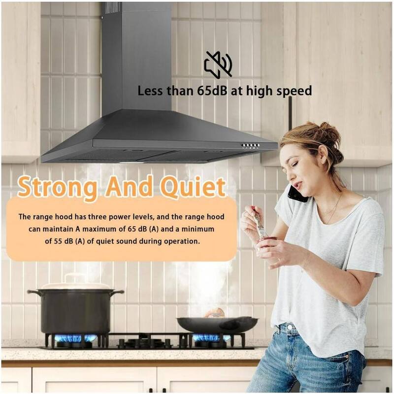 30'' Stainless Steel Range Hood with LED Lights and Removable Aluminum Filters