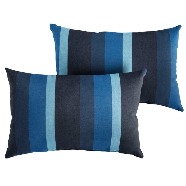 Sunbrella Indigo Blue Stripe Indoor Outdoor Lumbar Pillow Set of