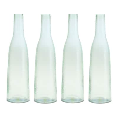 Glass Decorative Bottle Vases - 16.75" - Green - Set of 4