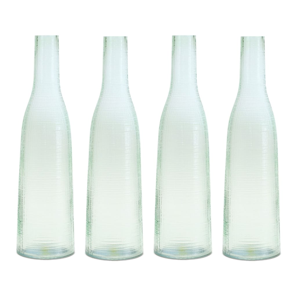 Glass Decorative Bottle Vases - 16.75" - Green - Set of 4