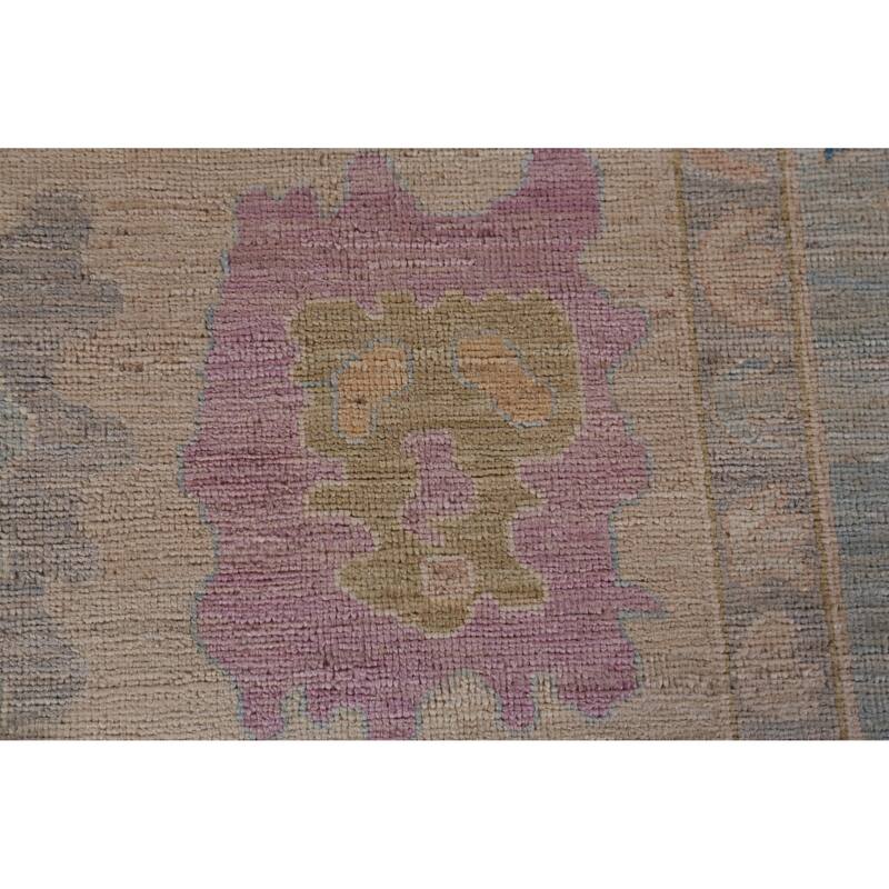 Hand Knotted Oriental 100% Wool Carpet Transitional All-Over Peach Oushak Area Rug - 13' 11'' X 10' 1''