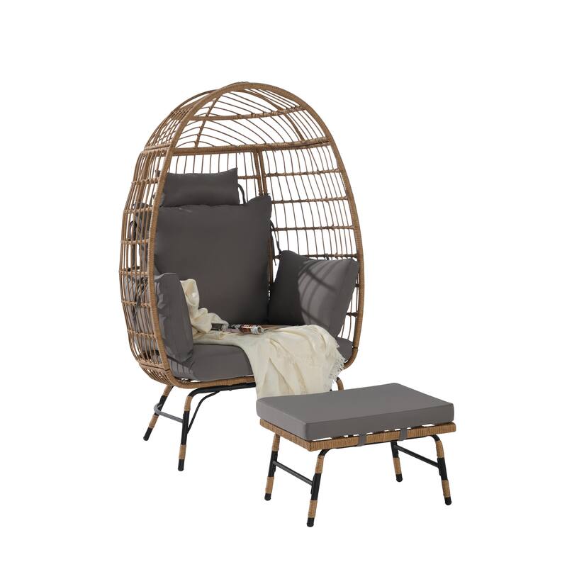 Wicker Egg Chair (Excluding the table) - Dark Gray