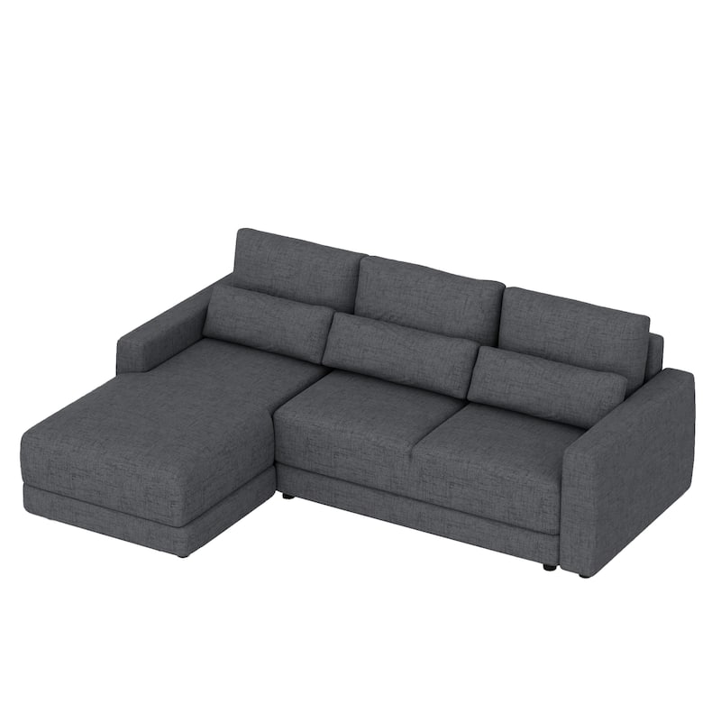 3 Seat Modular Sofa L-shaped Sectional Sofa, Deep Seat Couches with Removable Back Cushions and 3 Pillows for Living room