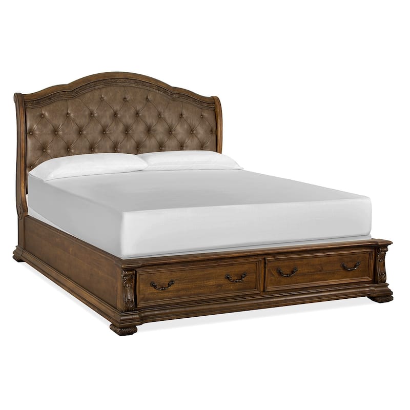 Magnussen Home Durango Willadeene Brown Upholstered Sleigh Storage Bed - Queen
