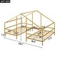preview thumbnail 4 of 8, Metal Double Twin Triangular House Beds with Built-in Table, Stylish Double Twin Bed Frames for Kids, No Box Spring Needed, Gold