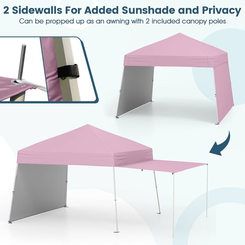 Gymax 14 X 9.2 FT Pop up Canopy Tent w/ 2 Convertible Sidewalls to