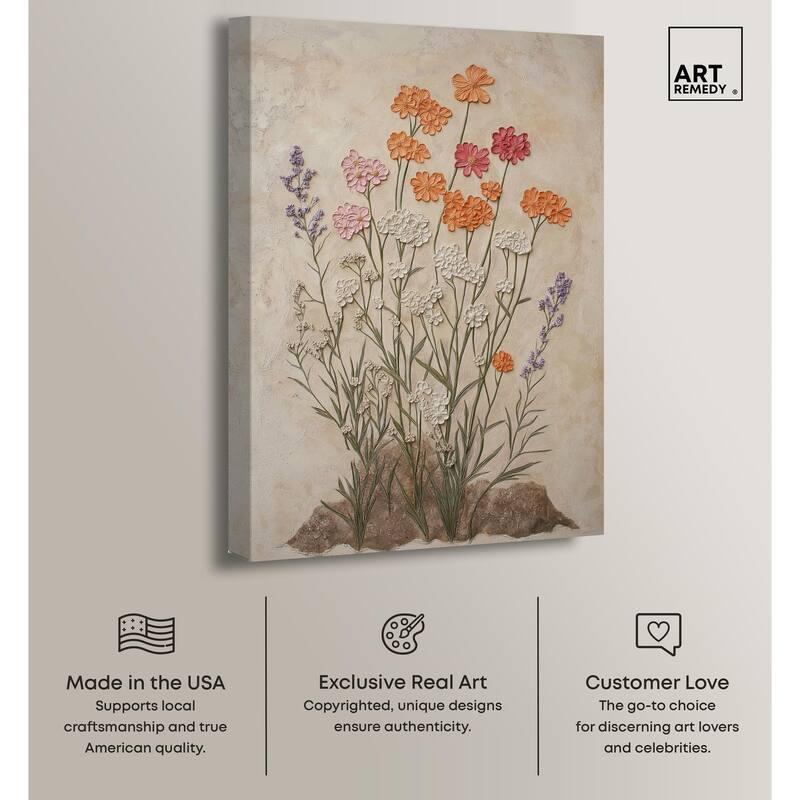 Sculpted Flora Frieze II Canvas by Art Remedy, Gallery Wrapped