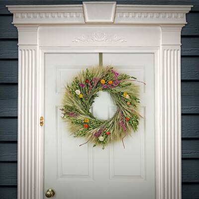 National Tree Company 22 in. Wheat and Straw Flowers Spring Wreath