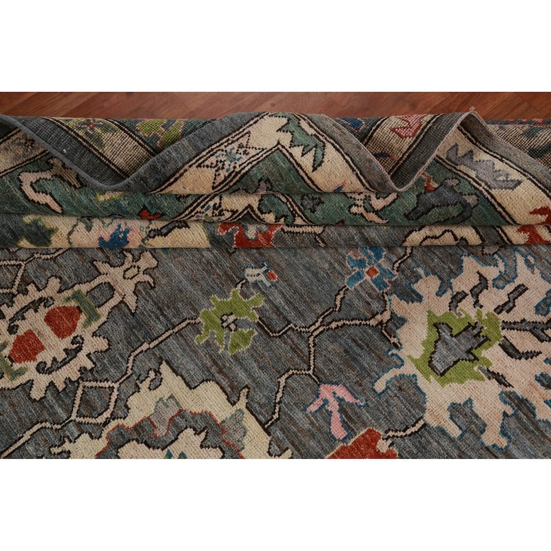 Hand Knotted Oriental 100% Wool Carpet Transitional All-Over Greys & Charcoal Oushak Area Rug - 10' 4'' X 8' 0''