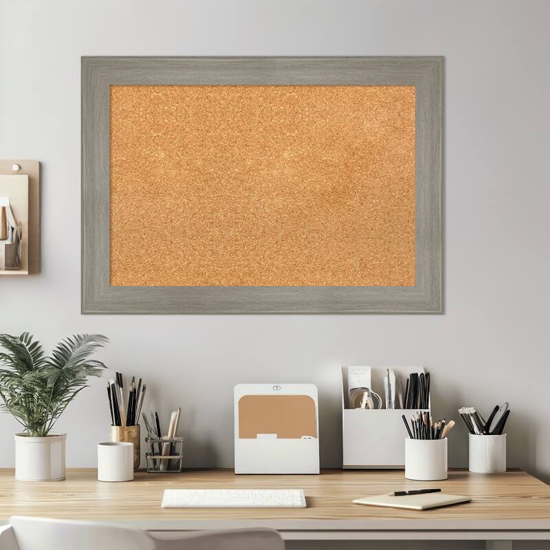 Grand Greywash Narrow Framed Cork Board - Bulletin Board, Organization Board, Pin Board