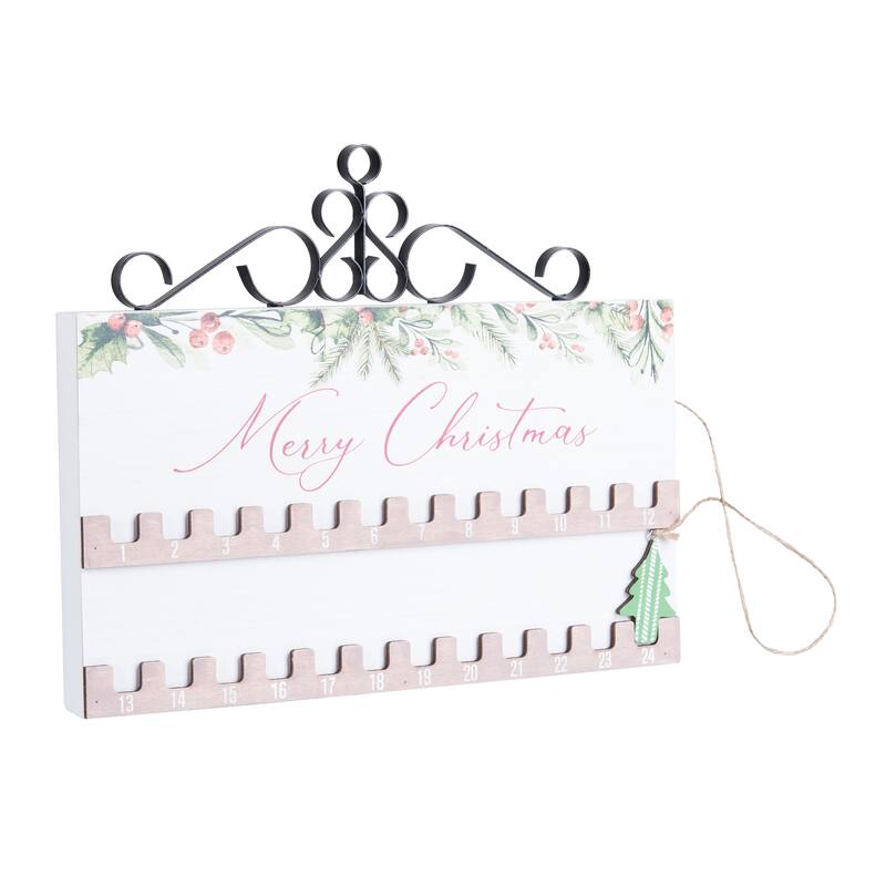 Transpac Wood 11.81 in. Multicolor Christmas Moveable Tree Countdown Calendar - Multi