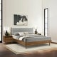 preview thumbnail 1 of 43, Artemio Black or Walnut Wood 3 Piece Bedroom Set with Grey Upholstered Headboard Walnut - King