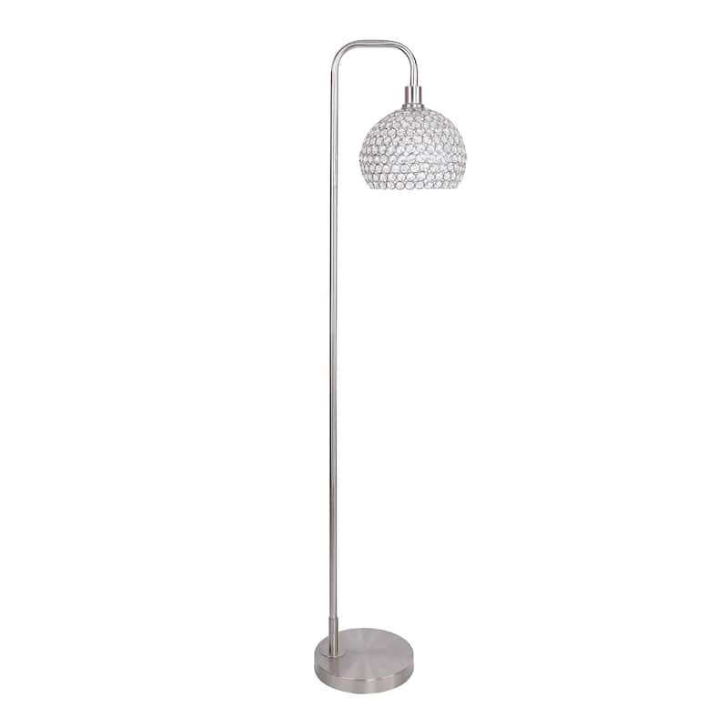 62 in. Metal Floor Lamp w/ Slim-line Arched Design and Crystal Bling Shade
