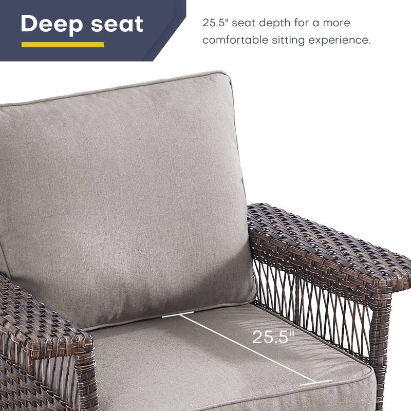 Gymojoy Outdoor Swivel Glider Chair Set of 2 - Brown