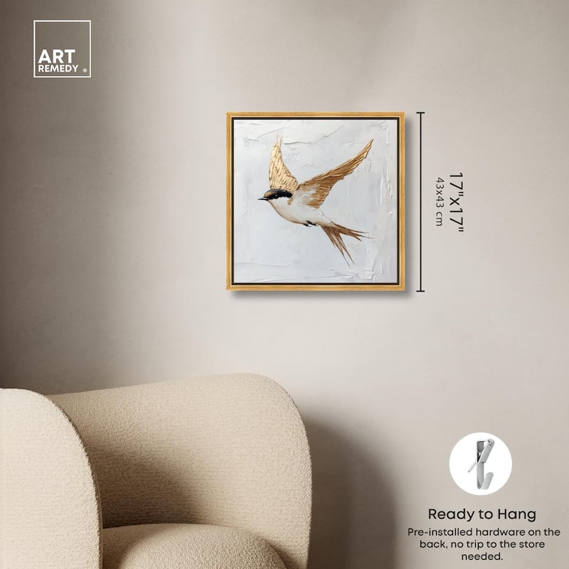 Simple Golden Swallow Canvas by Art Remedy