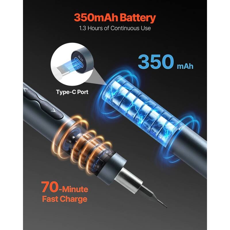 Black-Grey Electric Precision Screwdriver Set with 48 Bits, Adjustable Torque and LED Lights - 8.62 x 2.91 x 0.91 x 8.62 inch