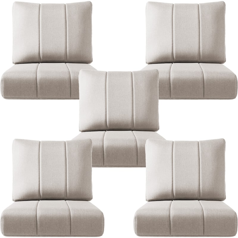 Ivora 24" W x 24" D x 6" T Water & Fade Resistant Outdoor Lounge Chair Replacement Cushion Set - 5 Sets - Beige