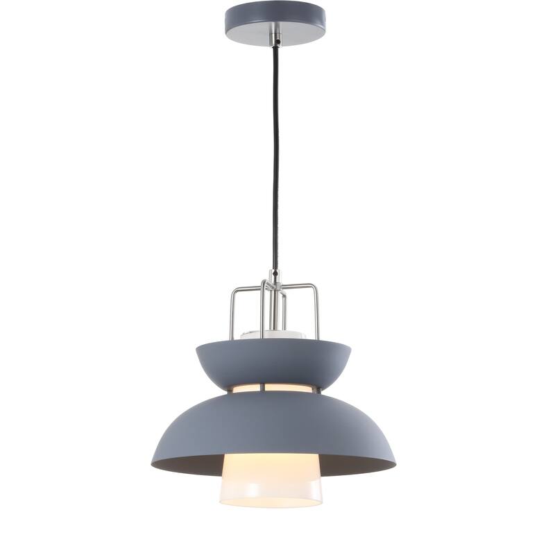 Meredith 11" Farmhouse Metal LED Pendant, Gray by JONATHAN Y