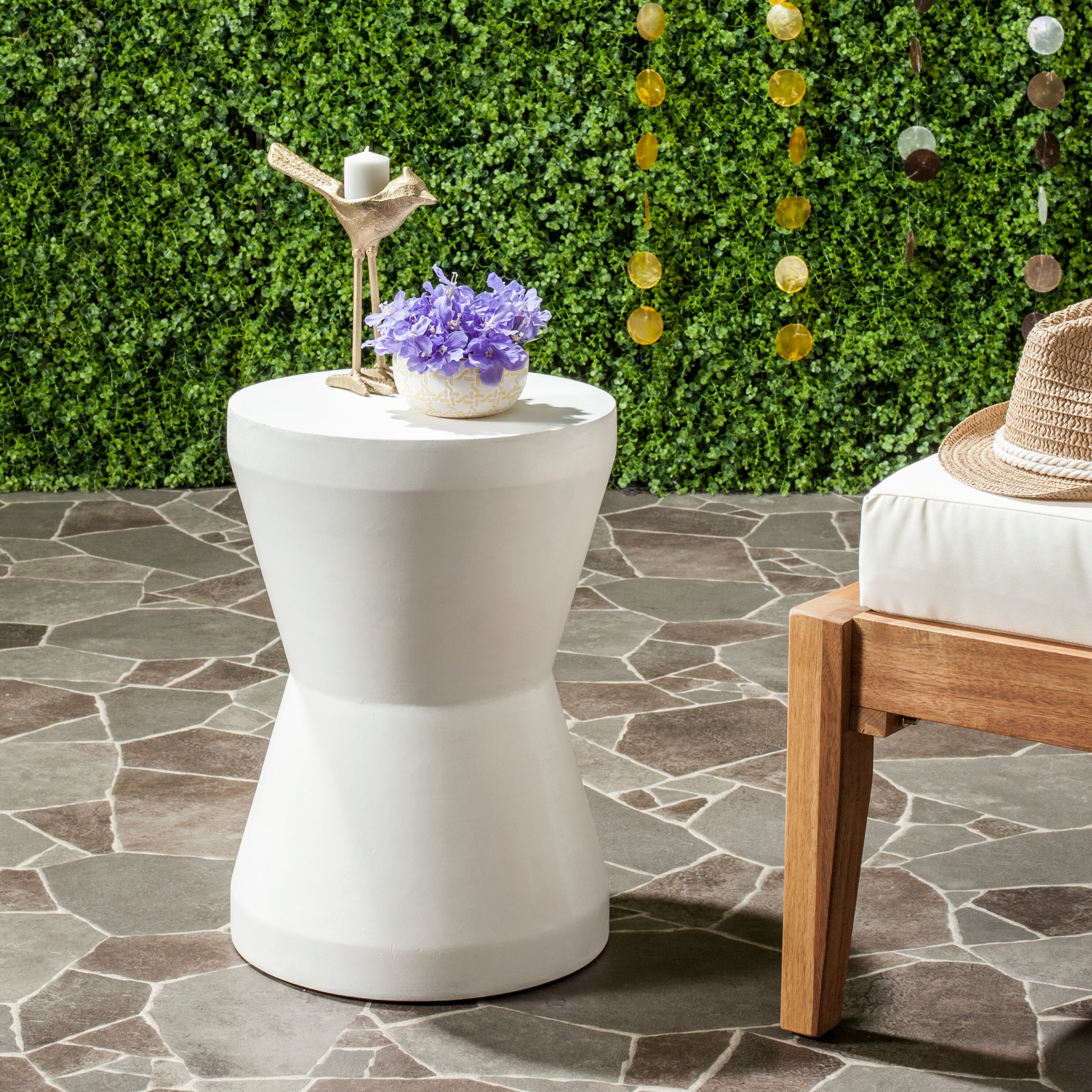 SAFAVIEH Torre Concrete Indoor Outdoor Accent Table Ivory