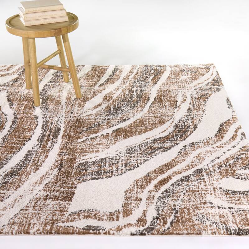 Julio Wavy Abstract Area Rug - Rust - 5'3" x 7'