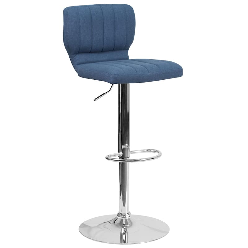 Vinyl Adjustable Barstool with Vertical Stitch Back (Set of 2)