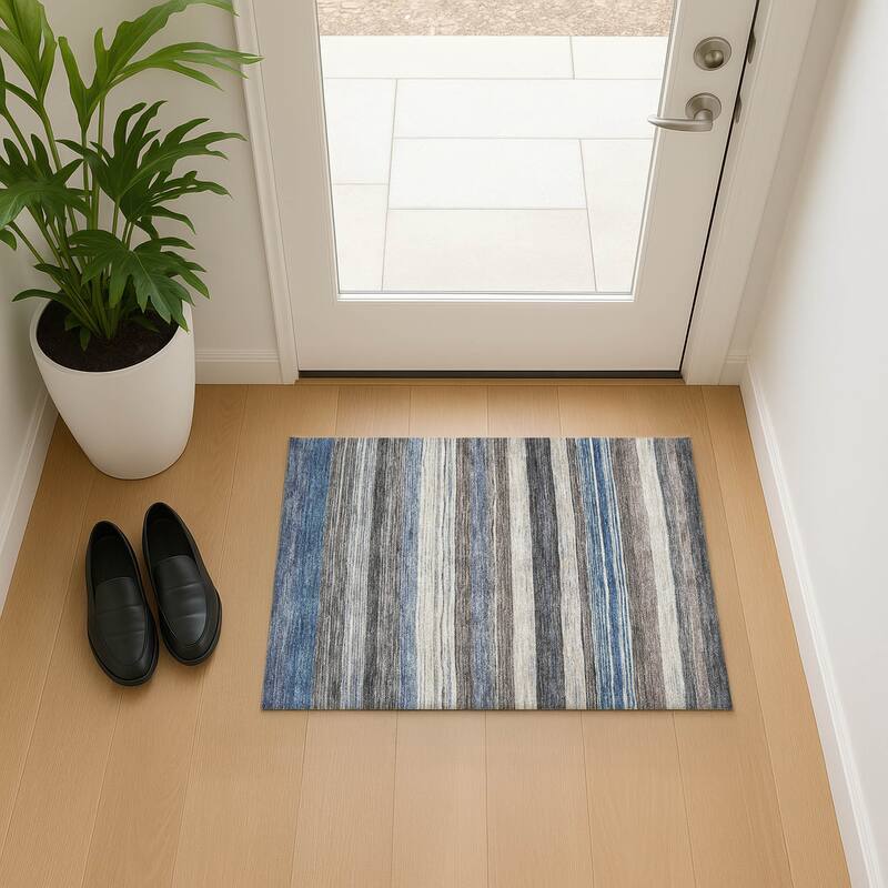 Premium Washable Super Soft Striped Mayfield Rug - Denim - 1'8" x 2'6"