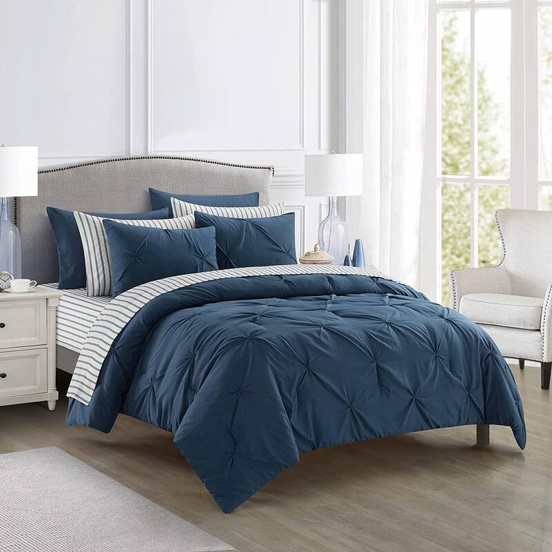 Sharper Image 9-Piece Down Alternative Pintuck Bed-in-a-Bag Set