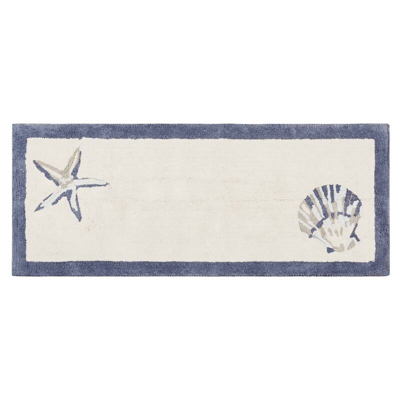 Madison Park Nantucket Blue Cotton Tufted Runner