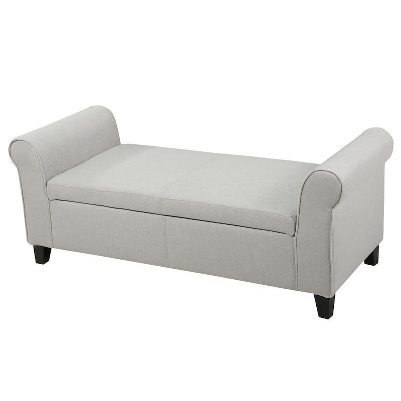 50" W Storage Bench, Fabric Upholstered End of Bed Bench, Storage Shoe Cabinet Bench with Rolled Arm, Modern Window Bench