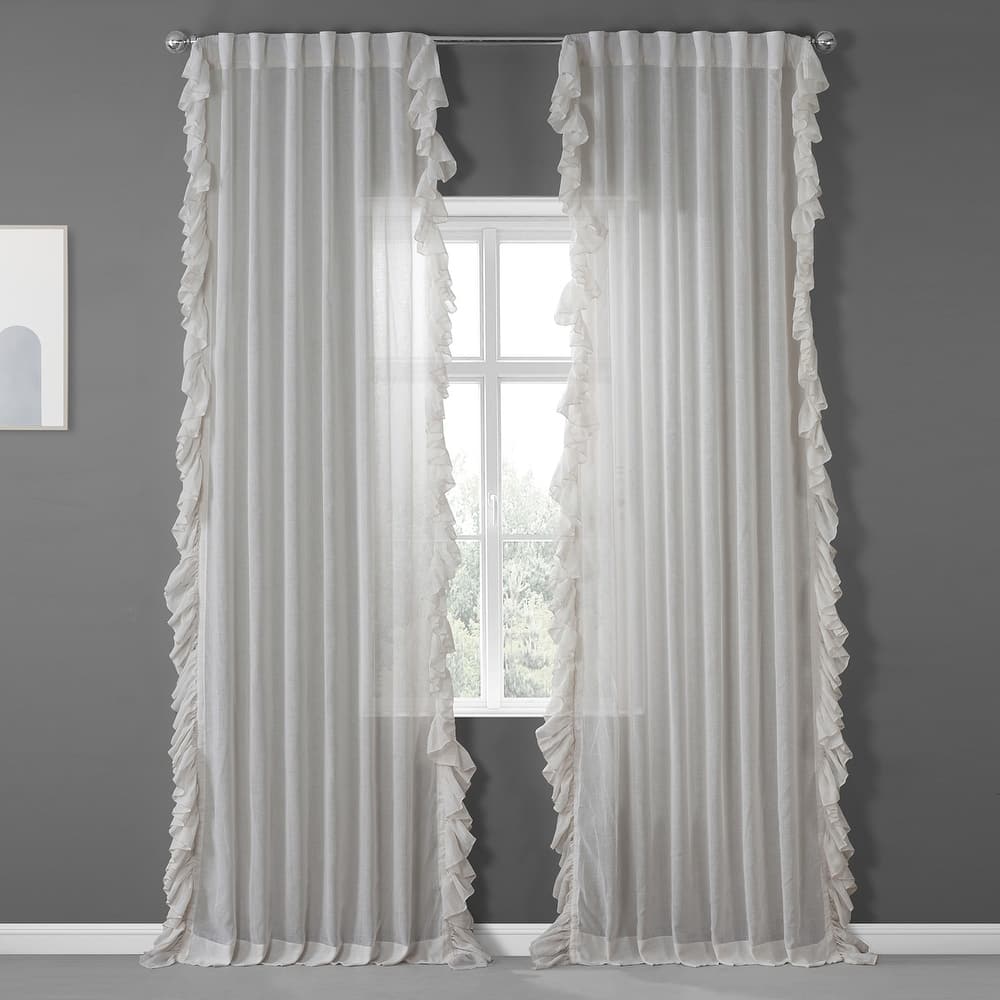 Exclusive Fabrics Faux Linen Ruffle Sheer Curtain (1 Panel)