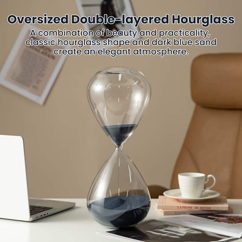 Glitzhome 15"H Oversized Hourglass With Blue Sand 90-Minute Sand Timers