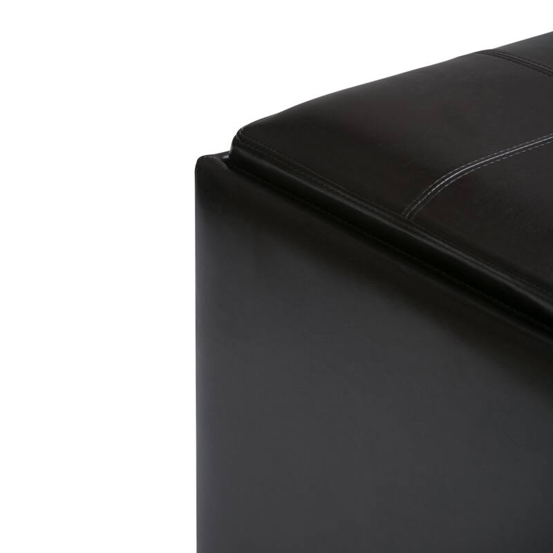 Square Coffee Table Storage Ottoman for Living Room - Dark Brown