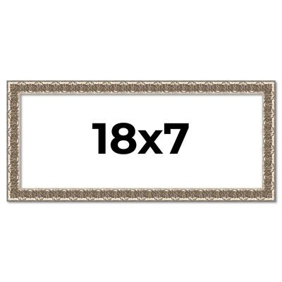 18x7 Frame Silver Versailles Ornate Solid Wood Picture Frame | 1 Inch