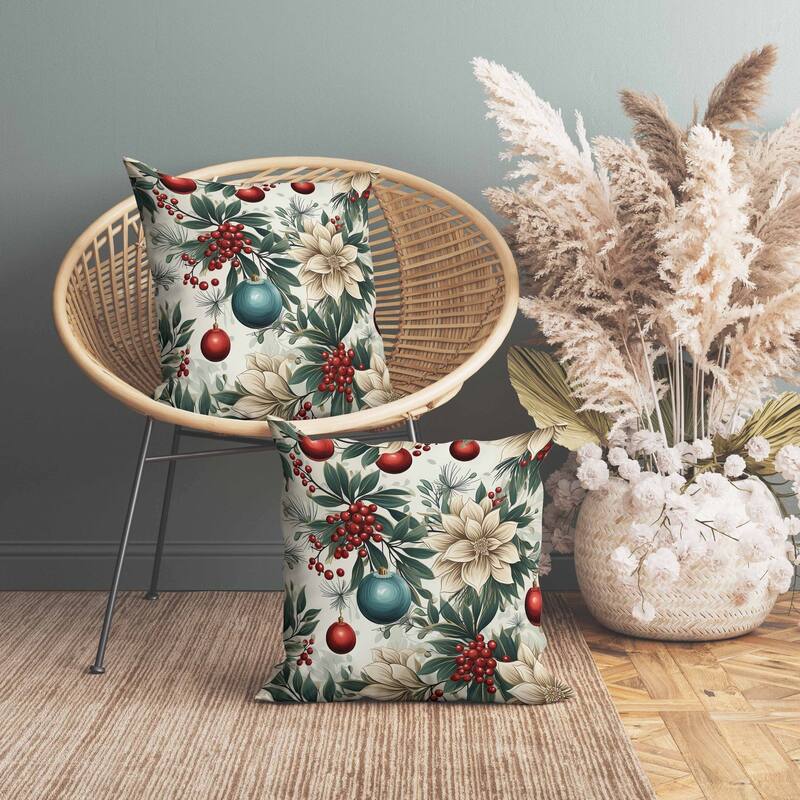 Festive Flurries Faux Suede Reversible Throw Pillow Red and Green