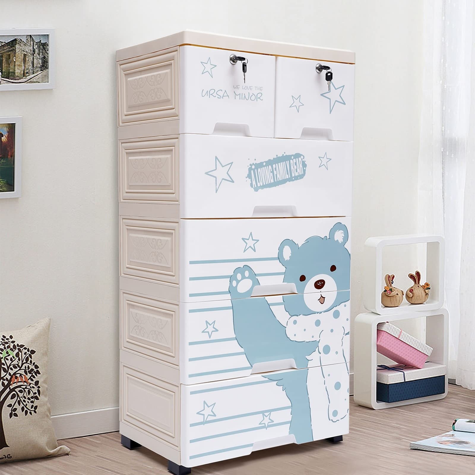 6 drawer plastic shop dresser