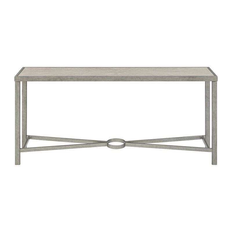Corfu White Oak Wood Top Sofa Console Table with Metal Frame