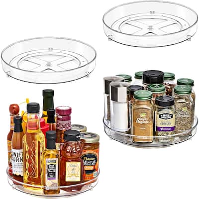 Sorbus 9 Inch Flat Clear Lazy Susan Organizer Rotating Turntable for Refrigerator Pantry Cabinet Table Makeup Bathroom - 4 Pk