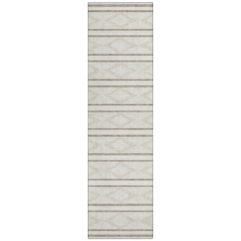 Machine Washable Indoor/ Outdoor Diamond Stripe Chantille Rug
