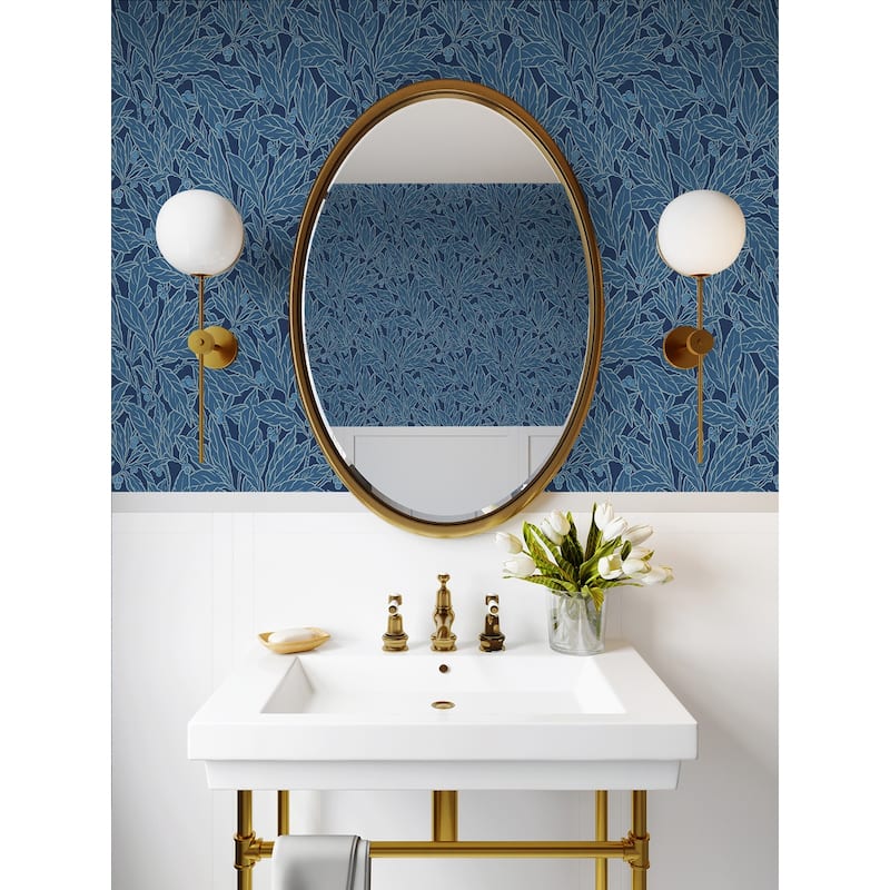 Seabrook Designs Leaf and Berry Nonwoven Unpasted Wallpaper
