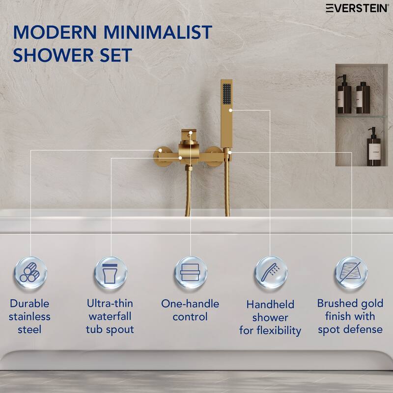 Single-Handle Wall Mount Tub Faucet with Handheld