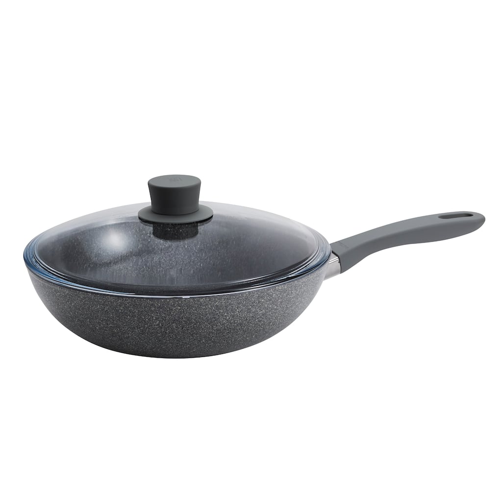 ZWILLING Parma Plus Ceramic 11-inch Aluminum Ceramic Nonstick Wok with Lid - Grey
