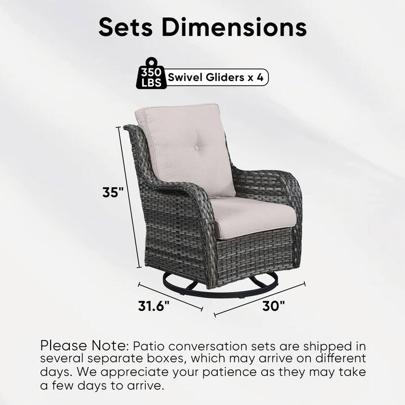Pocassy 4 Pieces Outdoor 4 Inch Swivel Glider Chairs