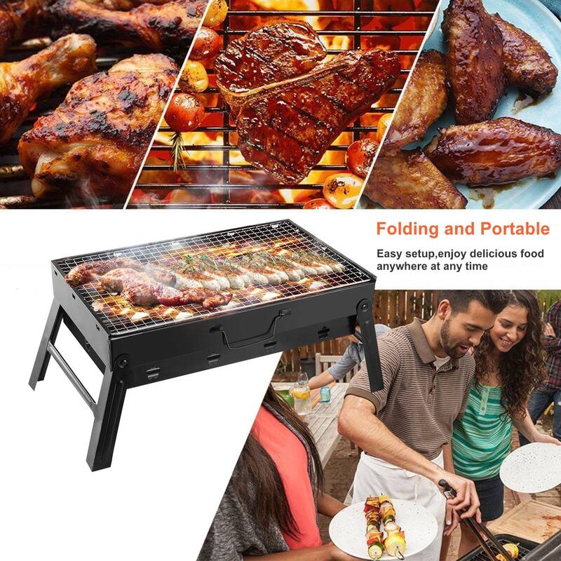 Portable Foldable Charcoal BBQ Grill for Camping and Outdoor - 17.7 x 11 x 10in